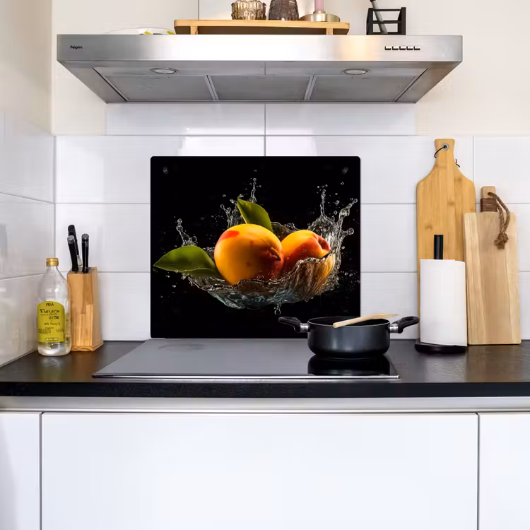 Mango - Fruit - Water - Zwart - Bladeren Inductie beschemer met haakjes middel -sfeer2
