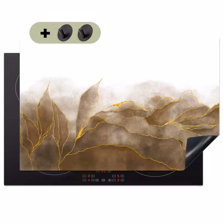 Marmer - Goud - Bruin - Textuur - Marmerlook Inductie beschemer met haakjes klein -3d