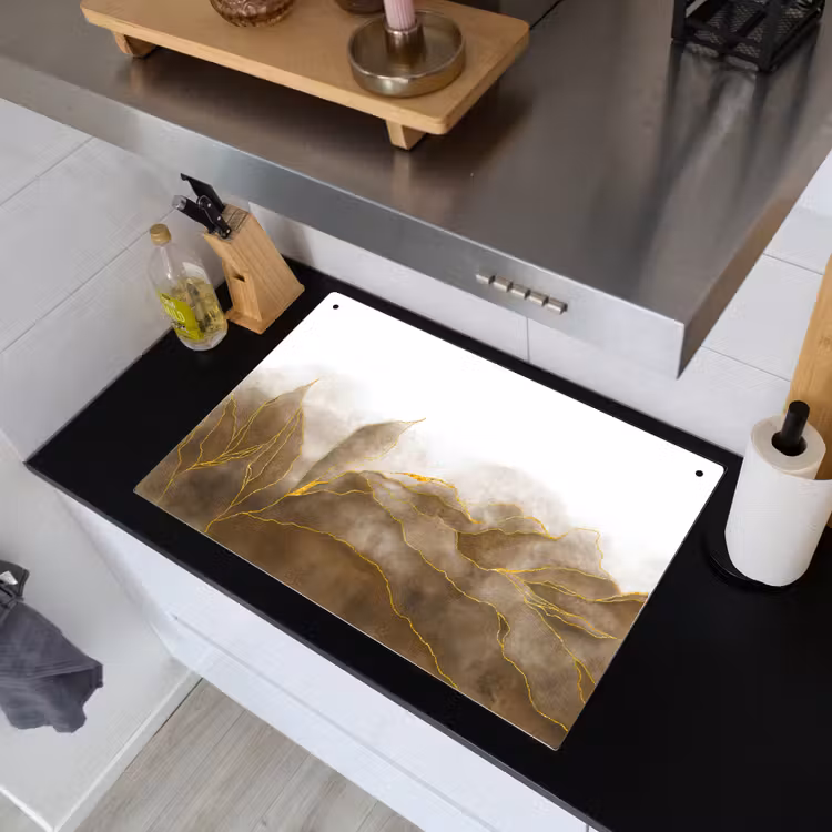 Marmer - Goud - Bruin - Textuur - Marmerlook Inductie beschemer met haakjes klein -sfeer1