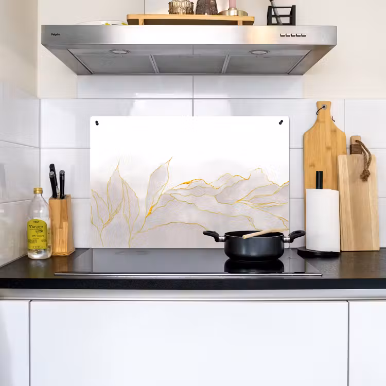 Marmerlook - Grijs - Goud - Chic - Marmer Inductie beschemer met haakjes klein -sfeer2