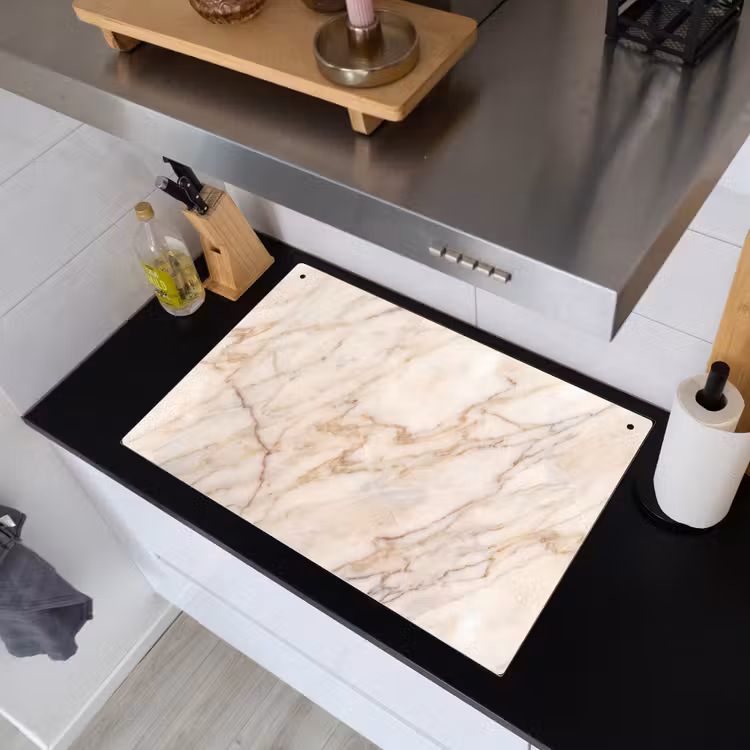 Marmer - Ader - Abstract - Wit - Goud Inductie beschemer met haakjes klein -sfeer1