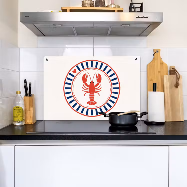 Zeeleven - Kreeft - Embleem - Grafisch - Rood Inductie beschemer met haakjes klein -sfeer2