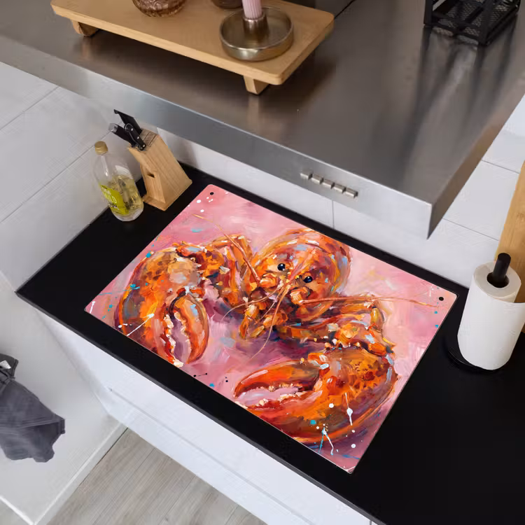Zeeleven - Kreeft - Spatters - Abstract - Roze Inductie beschemer met haakjes klein -sfeer1