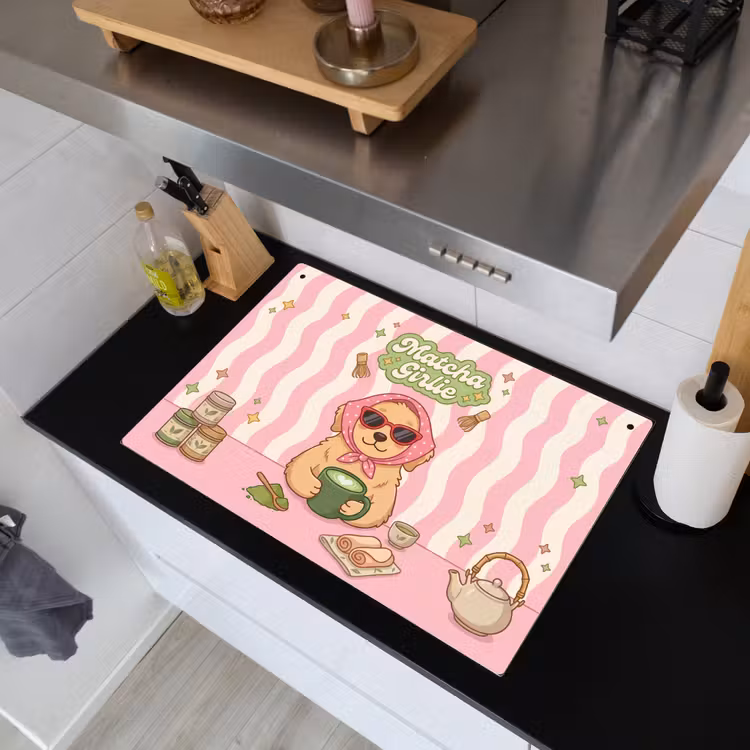 Matcha - Hond - Roze - Groen Inductie beschemer met haakjes klein -sfeer1