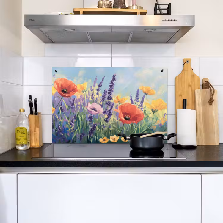 Weide - Bloemen - Kleurrijk Inductie beschemer met haakjes klein -sfeer2