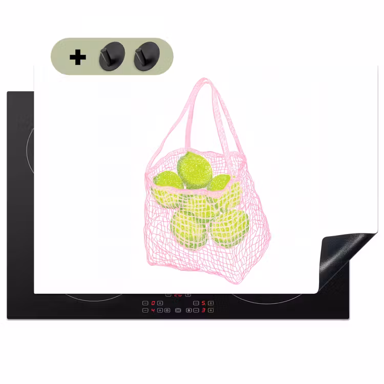 Netzakje - Roze - Illustratie - Limoenen Inductie beschemer met haakjes klein -3d