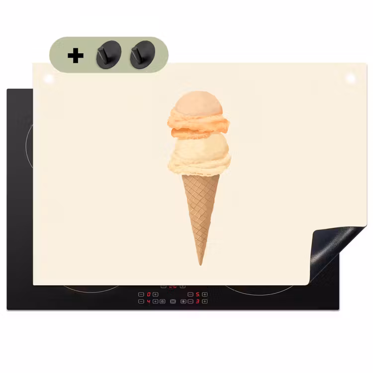 Minimalistisch - Schepijs - Hoorntje - Beige Inductie beschemer met haakjes klein -3d