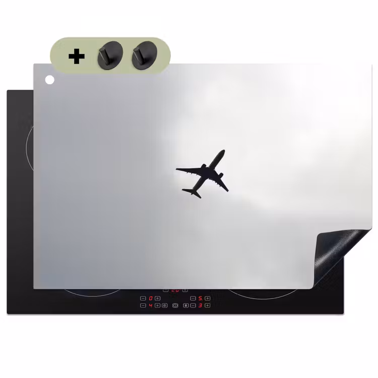 Minimalistisch - Silhouet - Zwart - Vliegtuig Inductie beschemer met haakjes klein -3d