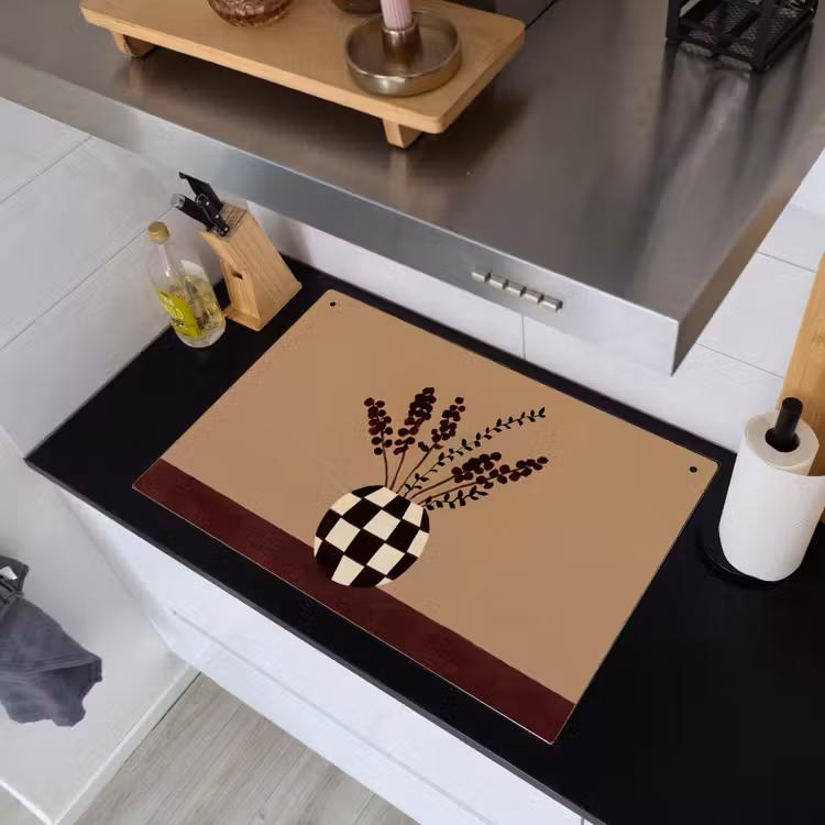 Minimalistisch - Vaas - Bloemen - Bruin Inductie beschemer met haakjes klein -sfeer1