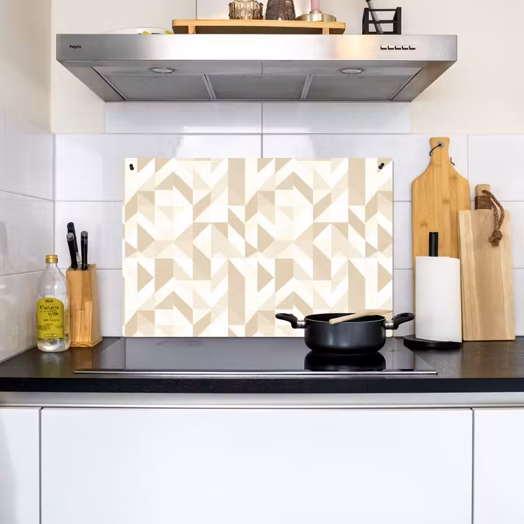 Modern - Abstract - Beige Inductie beschemer met haakjes klein 777 -sfeer2