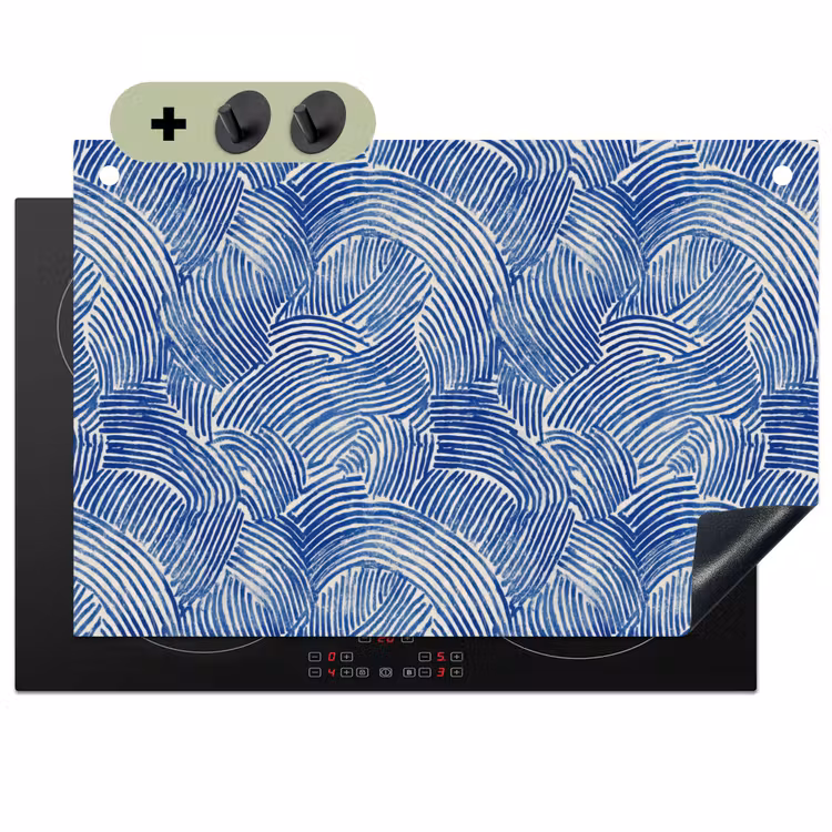 Modern - Abstract - Blauw Inductie beschemer met haakjes klein 777 -3d