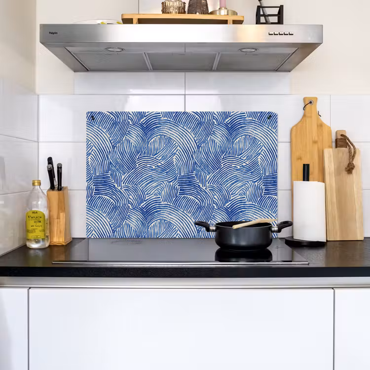 Modern - Abstract - Blauw Inductie beschemer met haakjes klein 777 -sfeer2