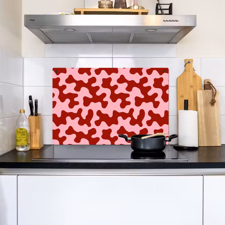 Modern - Abstract - Rood Inductie beschemer met haakjes klein 777 -sfeer2