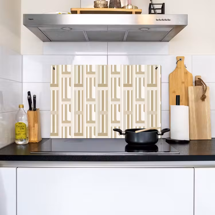 Modern - Geometrisch - Beige Inductie beschemer met haakjes klein 777 -sfeer2
