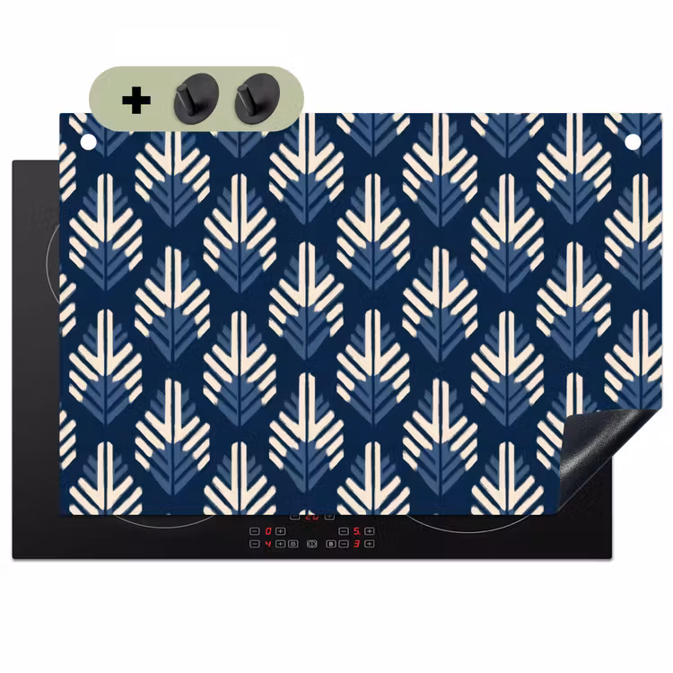 Modern - Patroon - Blauw Inductie beschemer met haakjes klein 777 -3d