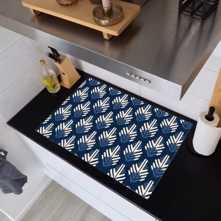 Modern - Patroon - Blauw Inductie beschemer met haakjes klein 777 -sfeer1