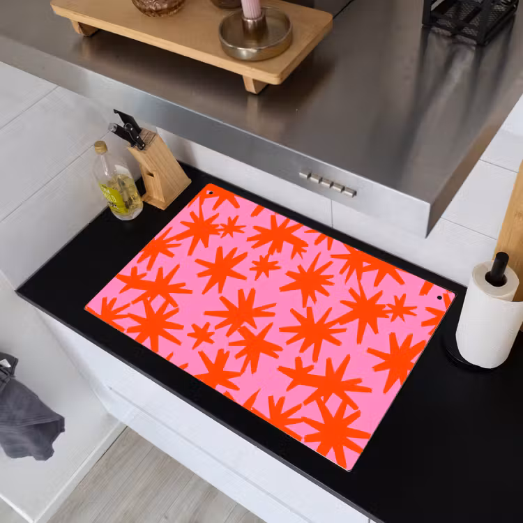 Modern - Sterren - Roze Inductie beschemer met haakjes klein 777 -sfeer1