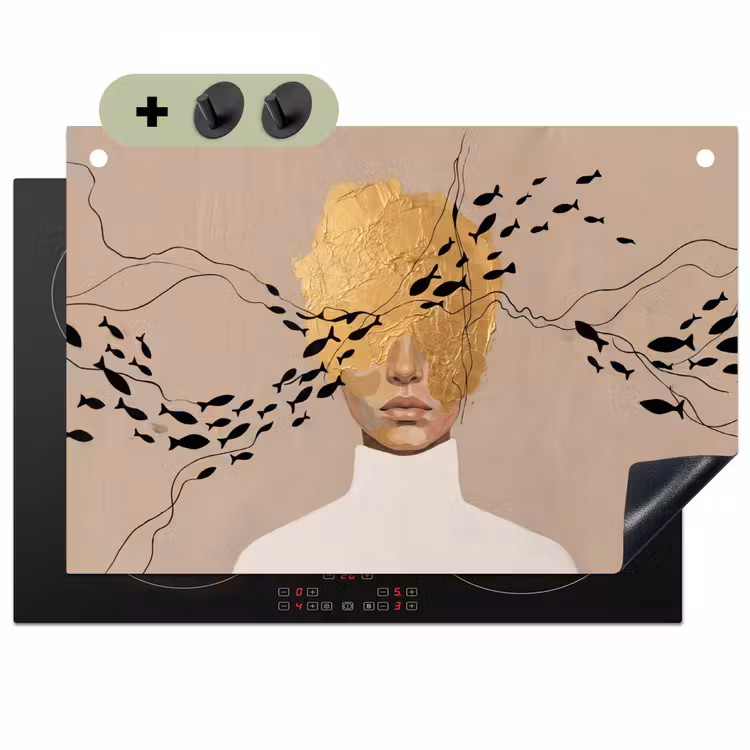 Modern - Vrouw - Goud Inductie beschemer met haakjes klein -3d