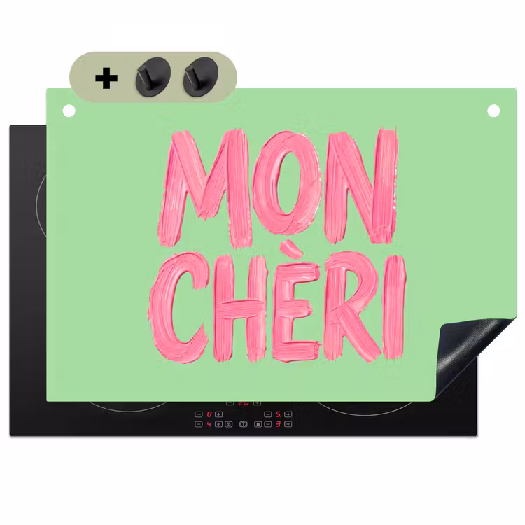 Mon cheri - Groen - Roze Inductie beschemer met haakjes klein -3d