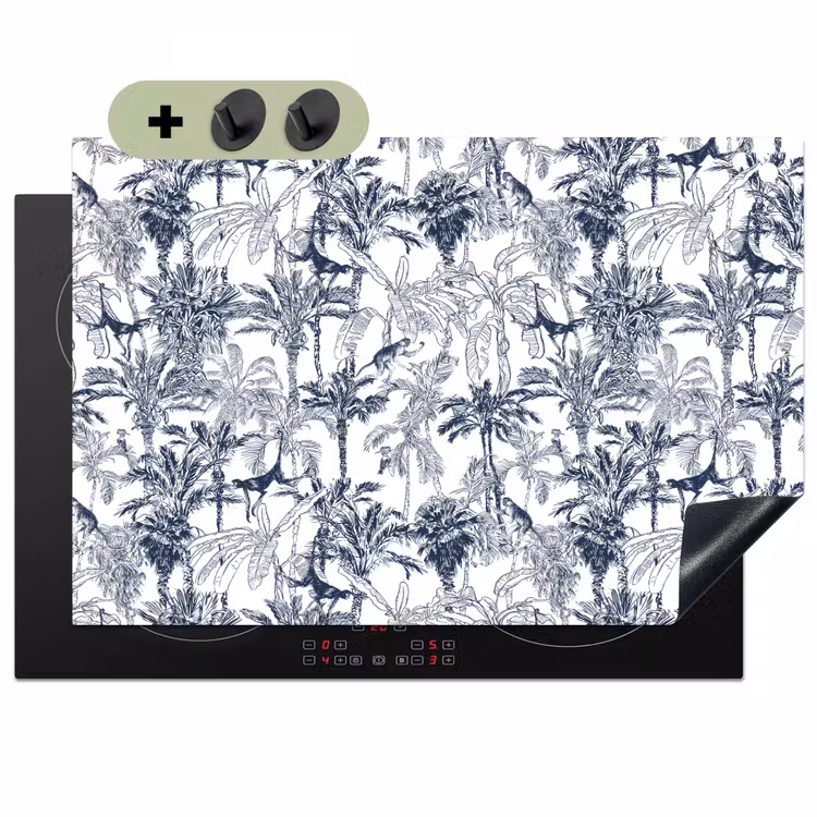 Aap - Jungle - Blauw Inductie beschemer met haakjes klein 777 -3d