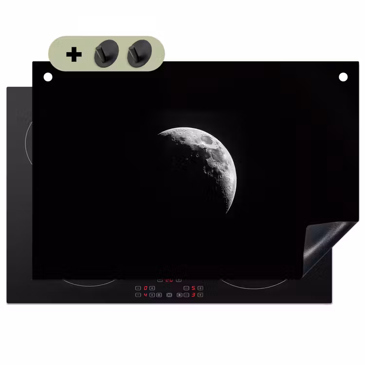 Maan - Hemel - Zwart - Schaduw Inductie beschemer met haakjes klein -3d