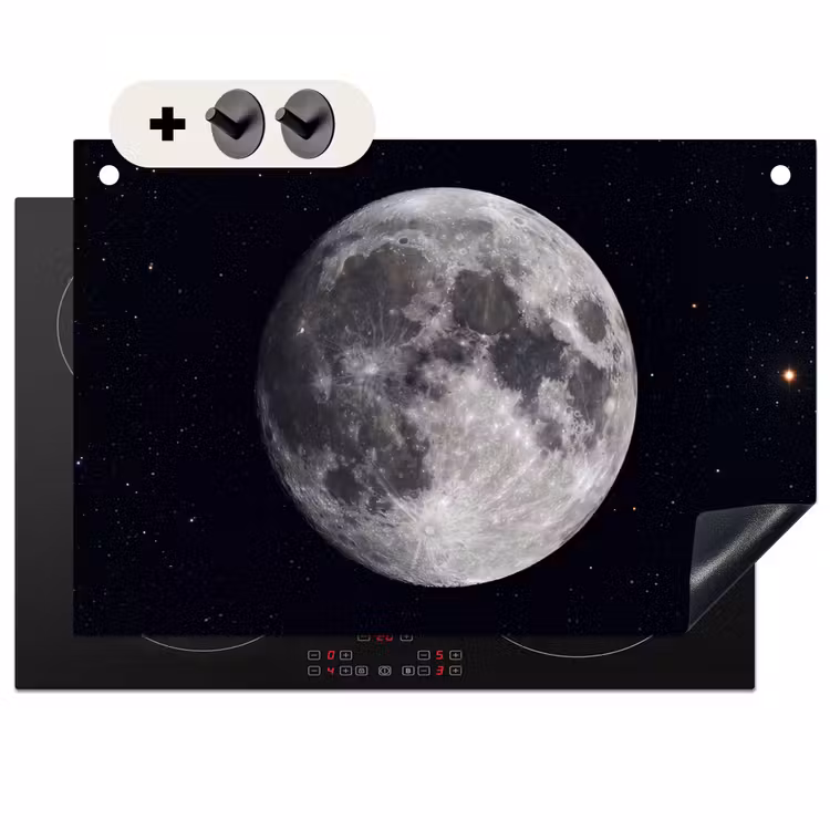 Induction Hob Cover & Splashback (2-in-1) - Moon - Stars - Space - Maan - Sterren - Ruimte Inductie beschemer met haakjes klein