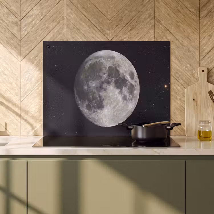 Induction Hob Cover & Splashback (2-in-1) - Moon - Stars - Space - Maan - Sterren - Ruimte Inductie beschemer met haakjes klein