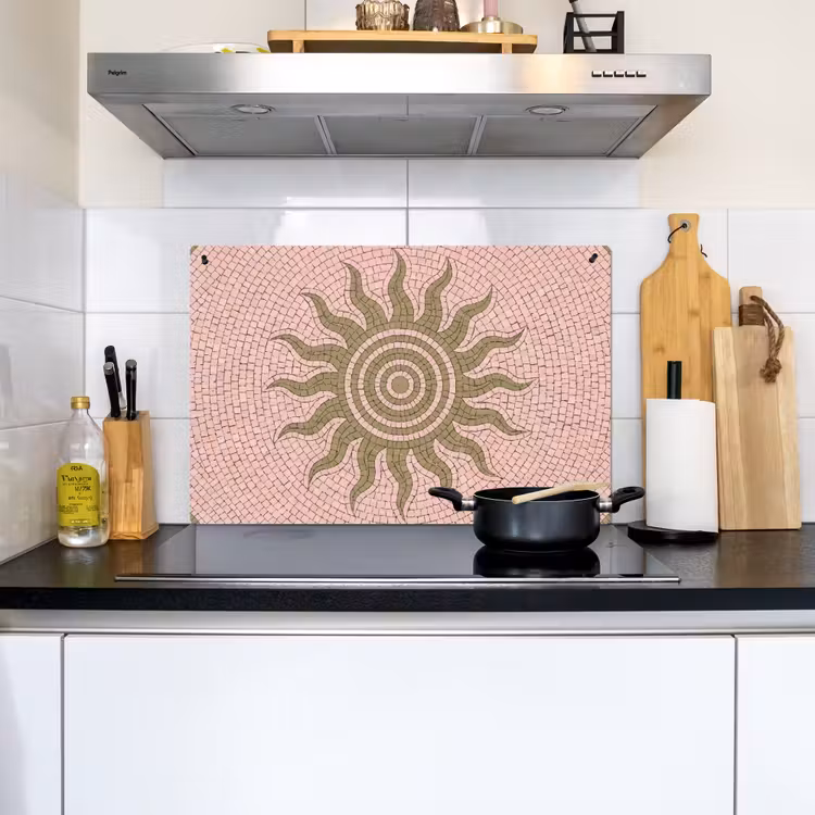 Mozaïek - Zon - Patroon - Klassiek - Roze Inductie beschemer met haakjes klein -sfeer2