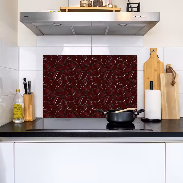 Mozaïek - Tegel - Bordeauxrood Inductie beschemer met haakjes klein 777 -sfeer2