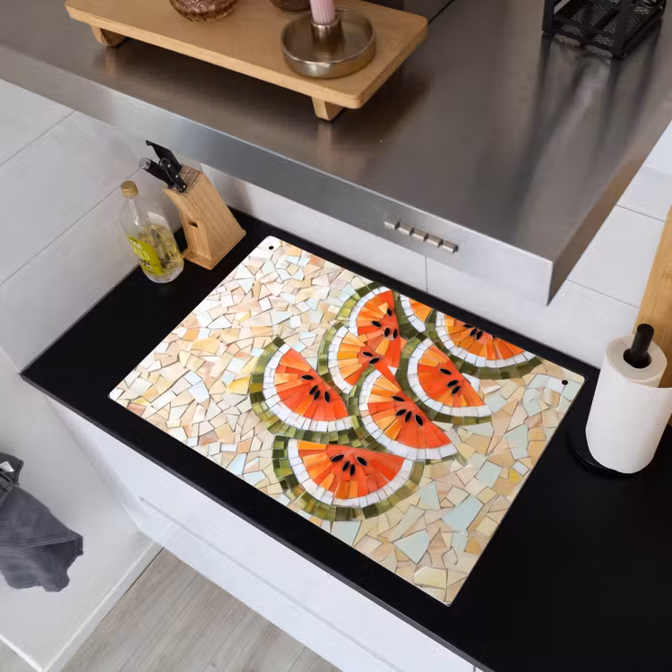 Mozaïek - Watermeloen - Rood - Pitten Inductie beschemer met haakjes klein -sfeer1