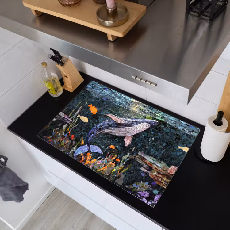 Mozaïek - Walvis - Koraal - Water Inductie beschemer met haakjes klein -sfeer1