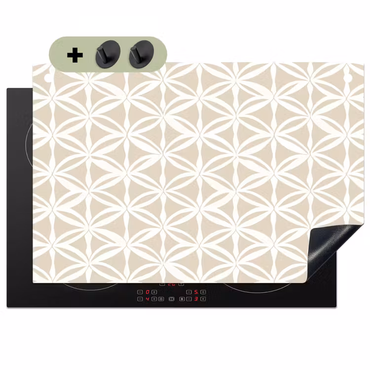 Motief - Modern - Beige Inductie beschemer met haakjes klein 777 -3d