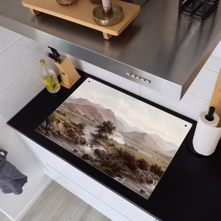 Berglandschap - Meer - Bergen - Vallei - Klassiek Inductie beschemer met haakjes klein -sfeer1