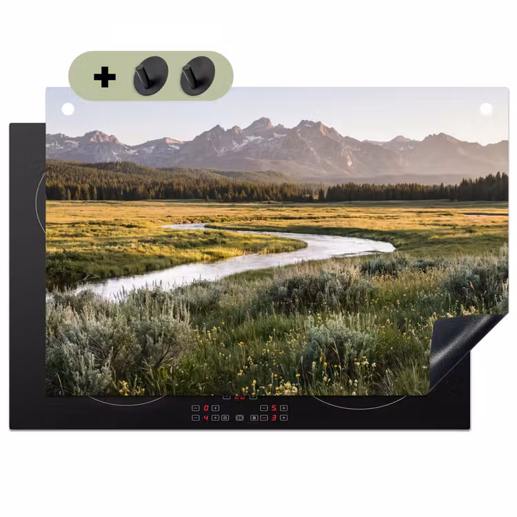 Berglandschap - Rivier - Bos Inductie beschemer met haakjes klein -3d