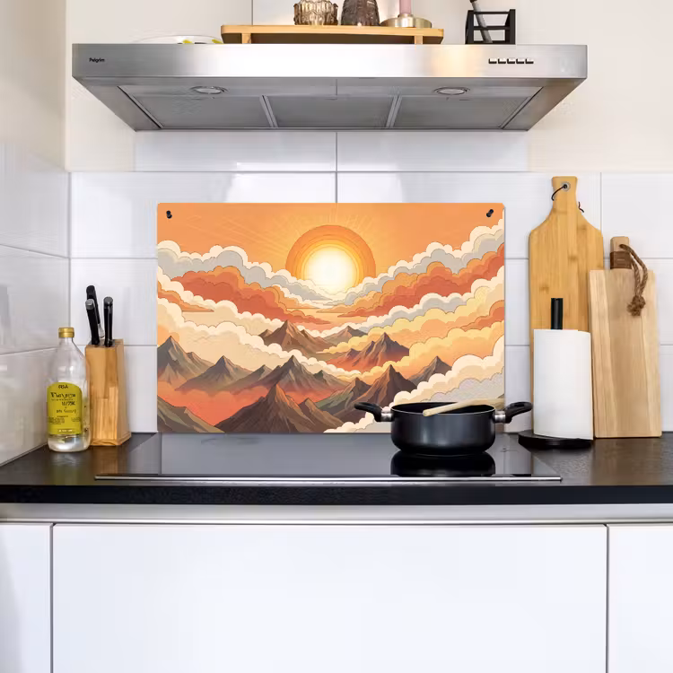 Bergen - Wolken - Natuur - Zonsopgang - Oranje Inductie beschemer met haakjes klein -sfeer2