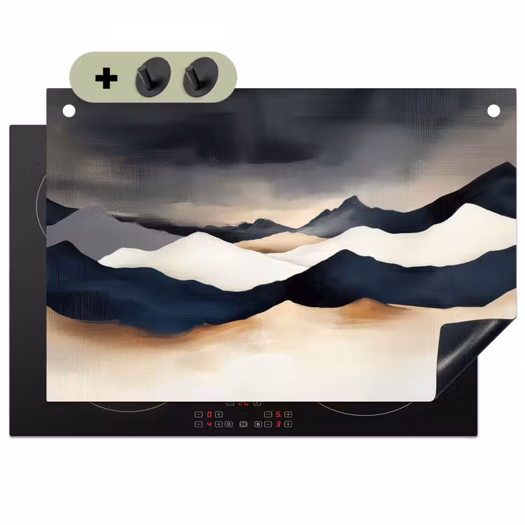 Bergen - Donkerblauw - Landschap Inductie beschemer met haakjes klein -3d