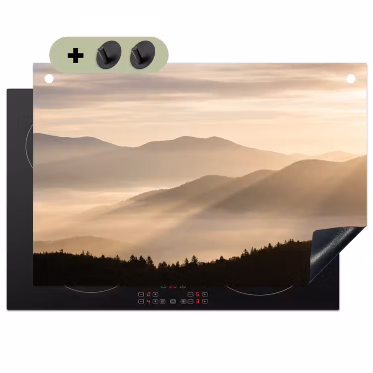 Bergen - Mist - Zonnestralen Inductie beschemer met haakjes klein -3d