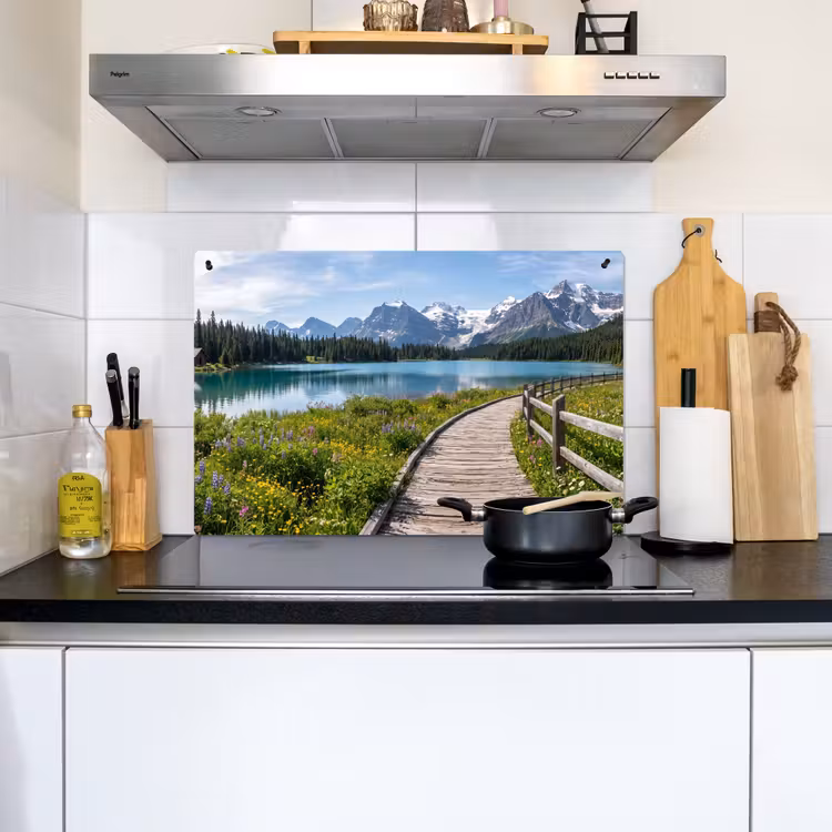 Bergen - Meer - Landschap - Blauw Inductie beschemer met haakjes klein -sfeer2