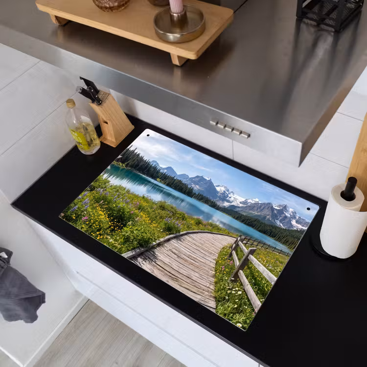 Bergen - Meer - Landschap - Blauw Inductie beschemer met haakjes klein -sfeer1
