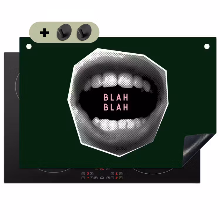 Mond - Groen - Illustratie - BLAH BLAH Inductie beschemer met haakjes klein -3d