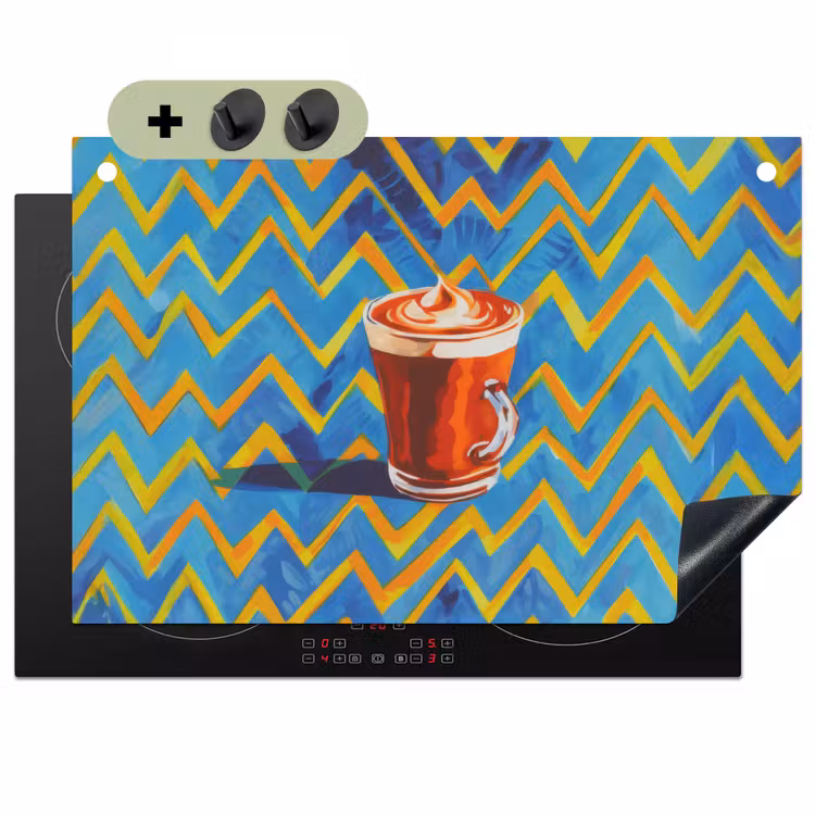 Mok - Koffie - Zigzag - Slagroom Inductie beschemer met haakjes klein -3d