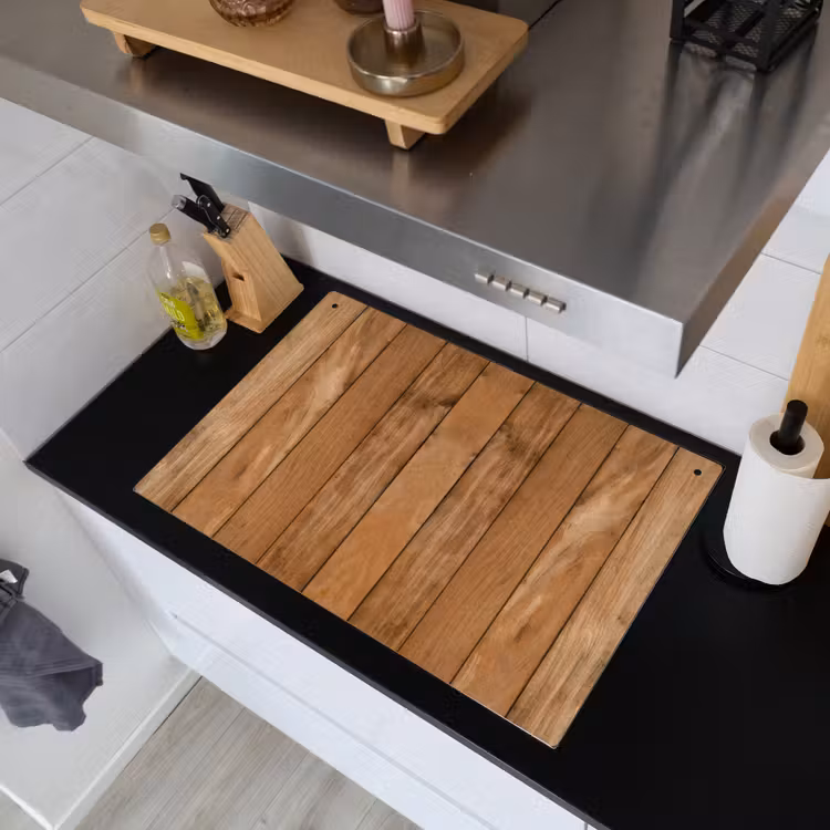 Natuurlijk Eikenhout Inductie beschemer met haakjes klein -sfeer1