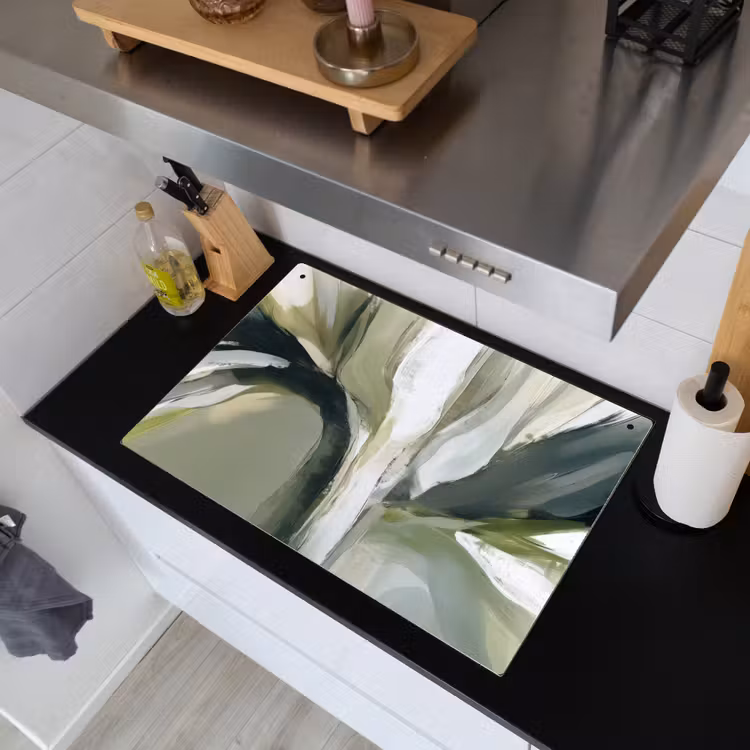Natuur - Abstract - Groen - Penseelstreken Inductie beschemer met haakjes klein -sfeer1