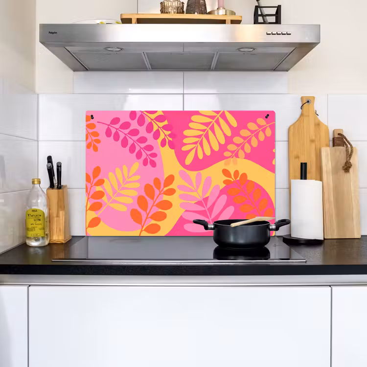 Natuur - Bladeren - Abstract - Roze - Geel Inductie beschemer met haakjes klein -sfeer2
