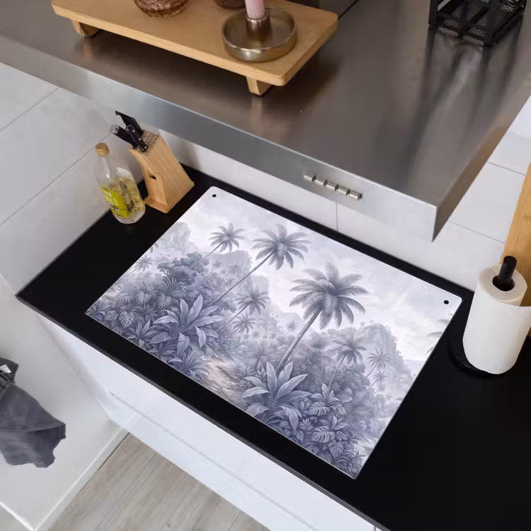 Natuur - Boom - Tropisch - Landschap - Blauw Inductie beschemer met haakjes klein -sfeer1