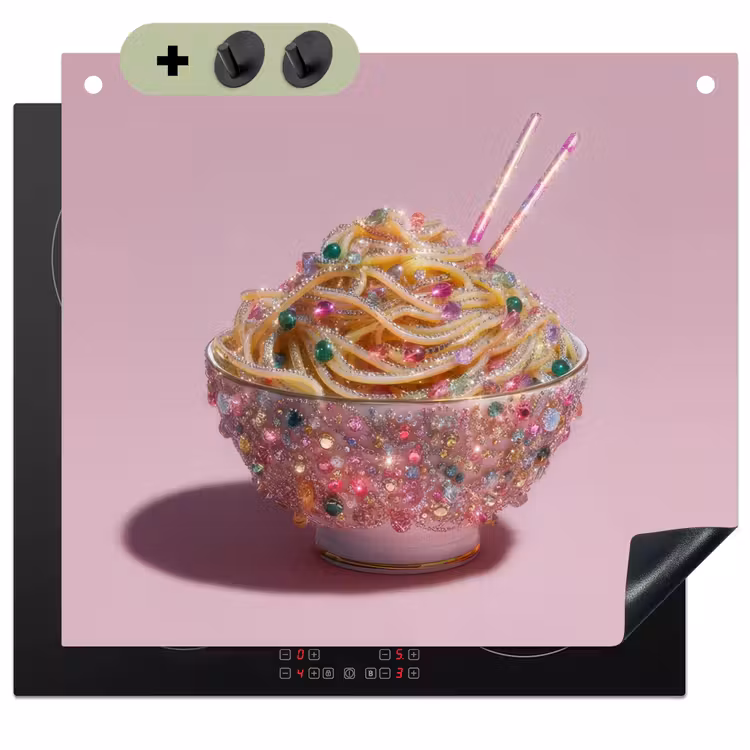 Noodles - Edelstenen - Stokjes - Roze Inductie beschemer met haakjes middel -3d
