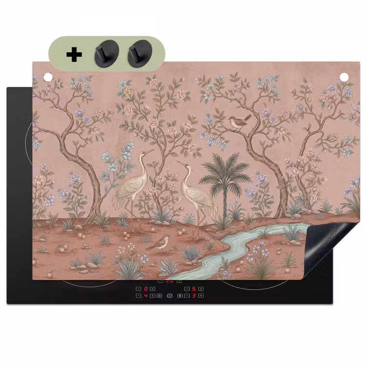Nostalgisch - Reigers - Roze Inductie beschemer met haakjes klein -3d