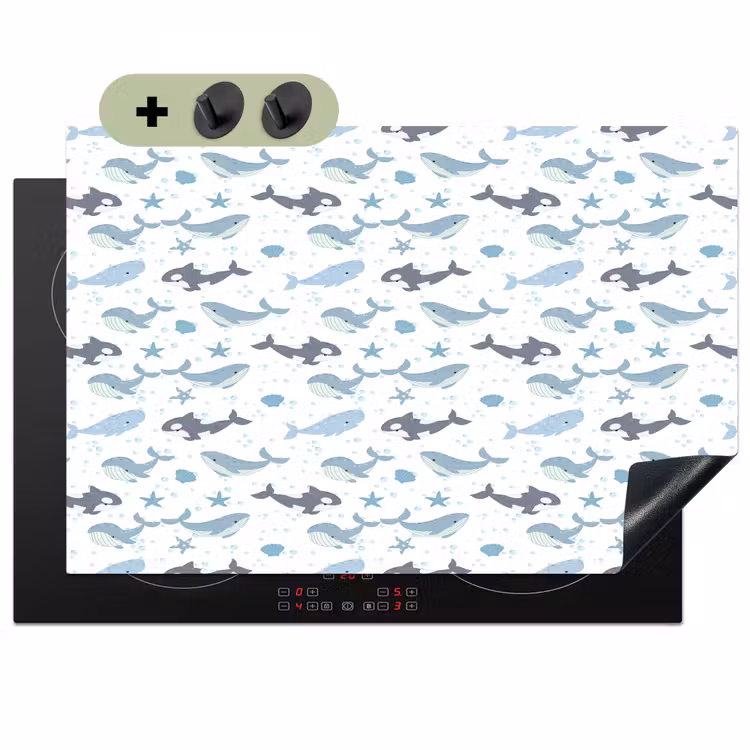 Oceaan - Walvis - Orka - Blauw Inductie beschemer met haakjes klein 777 -3d