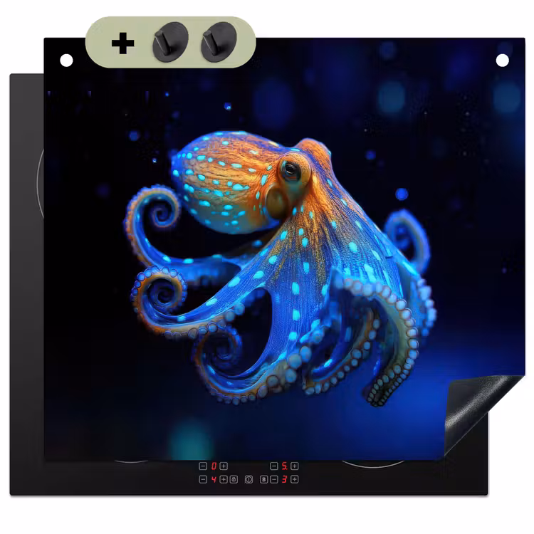 Octopus - Stippen - Blauw - Zee Inductie beschemer met haakjes middel -3d