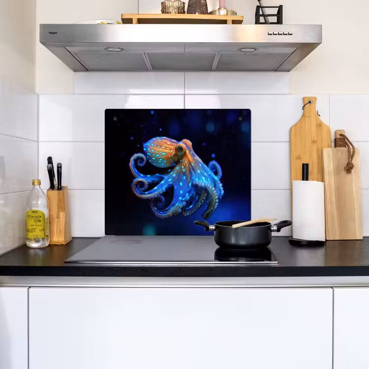 Octopus - Stippen - Blauw - Zee Inductie beschemer met haakjes middel -sfeer2